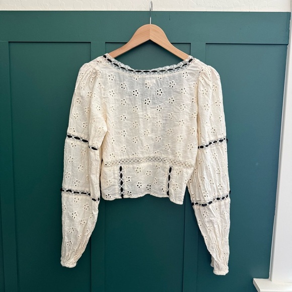 Urban Outfitters Kimchi Blue Selia Eyelet Square Neck Long Sleeve Blouse - Picture 10 of 12